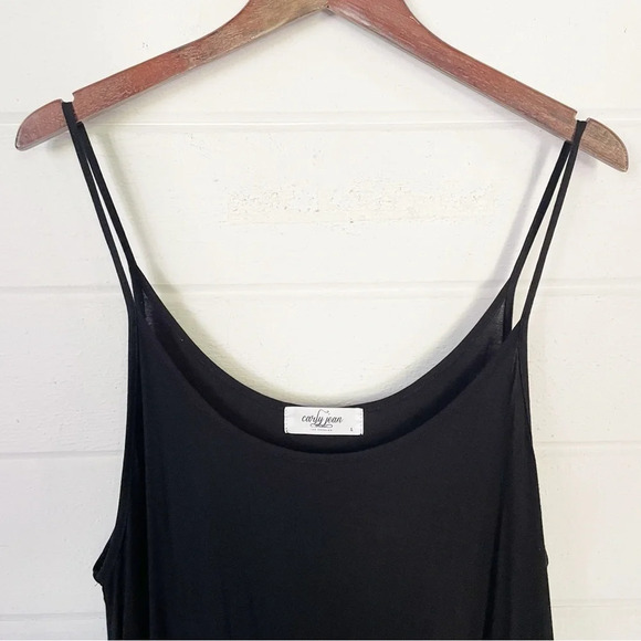Carly Jean Los Angeles Black Rayon Sleeveless High Low Tunic Size Large - Picture 4 of 7